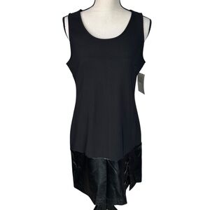 Boston Proper Black Faux Leather Accent Bodycon Shift Club Dress NWT Size Small